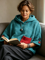 Relaxed Contrast Pocket Hooded Sweater