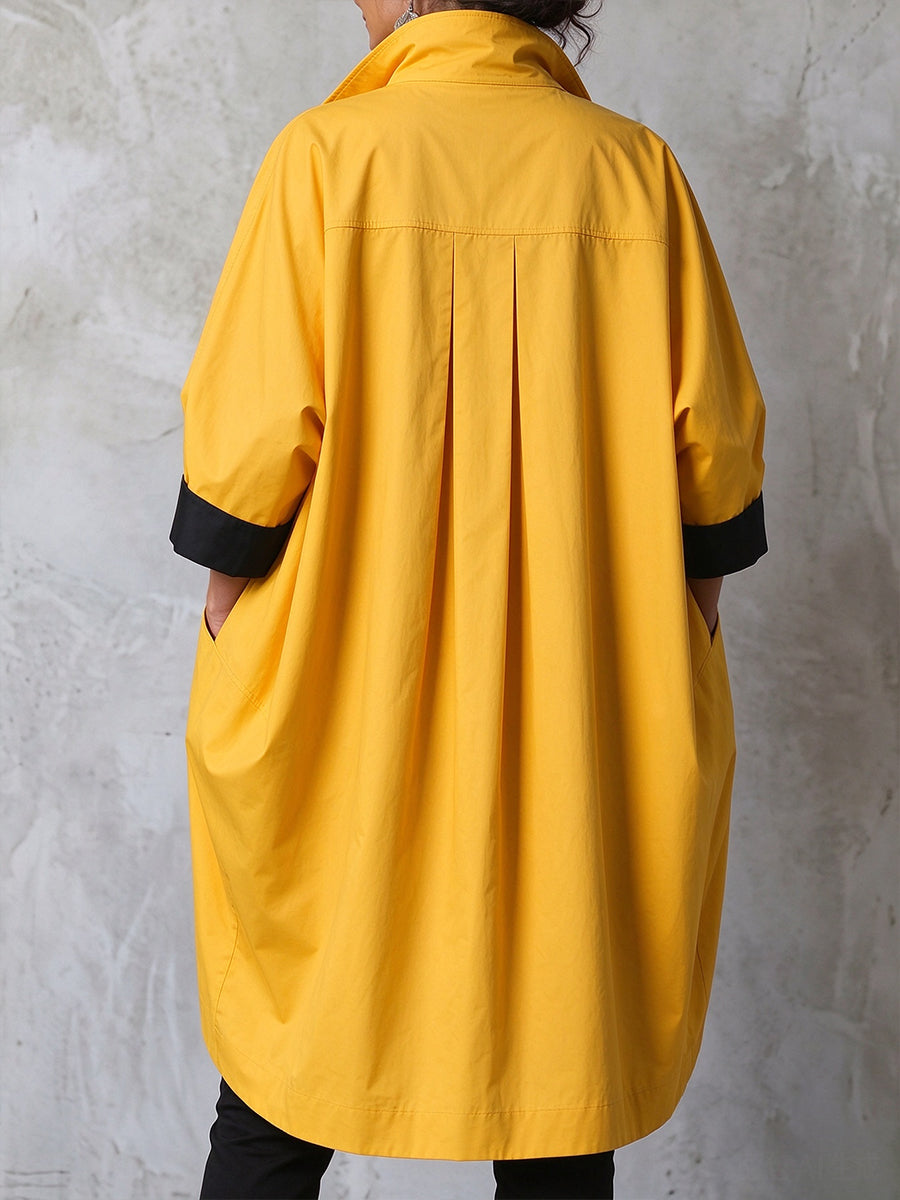 Vibrant Oversized Stand-collar Cocoon Shirt