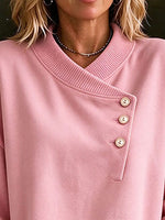 Casual Asymmetric Button Up Sweatshirt