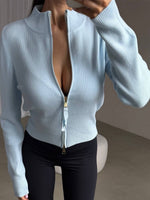 Comfortable Vibrant Full-Zip Knit Cardigan