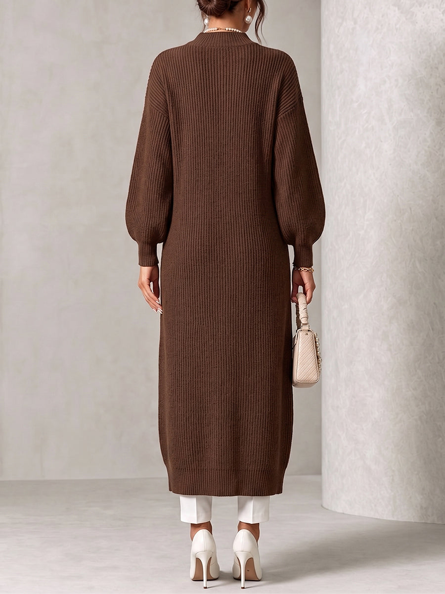 Chic Ribbed Knit Asymmetrical Button Tunic