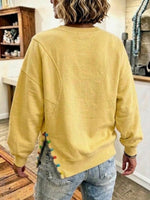 Crew-neck Sweatshirt With Side-seam Paneling And Decorative Buttons