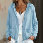 Adjustable Drawstring Hooded Lightweight Jacket