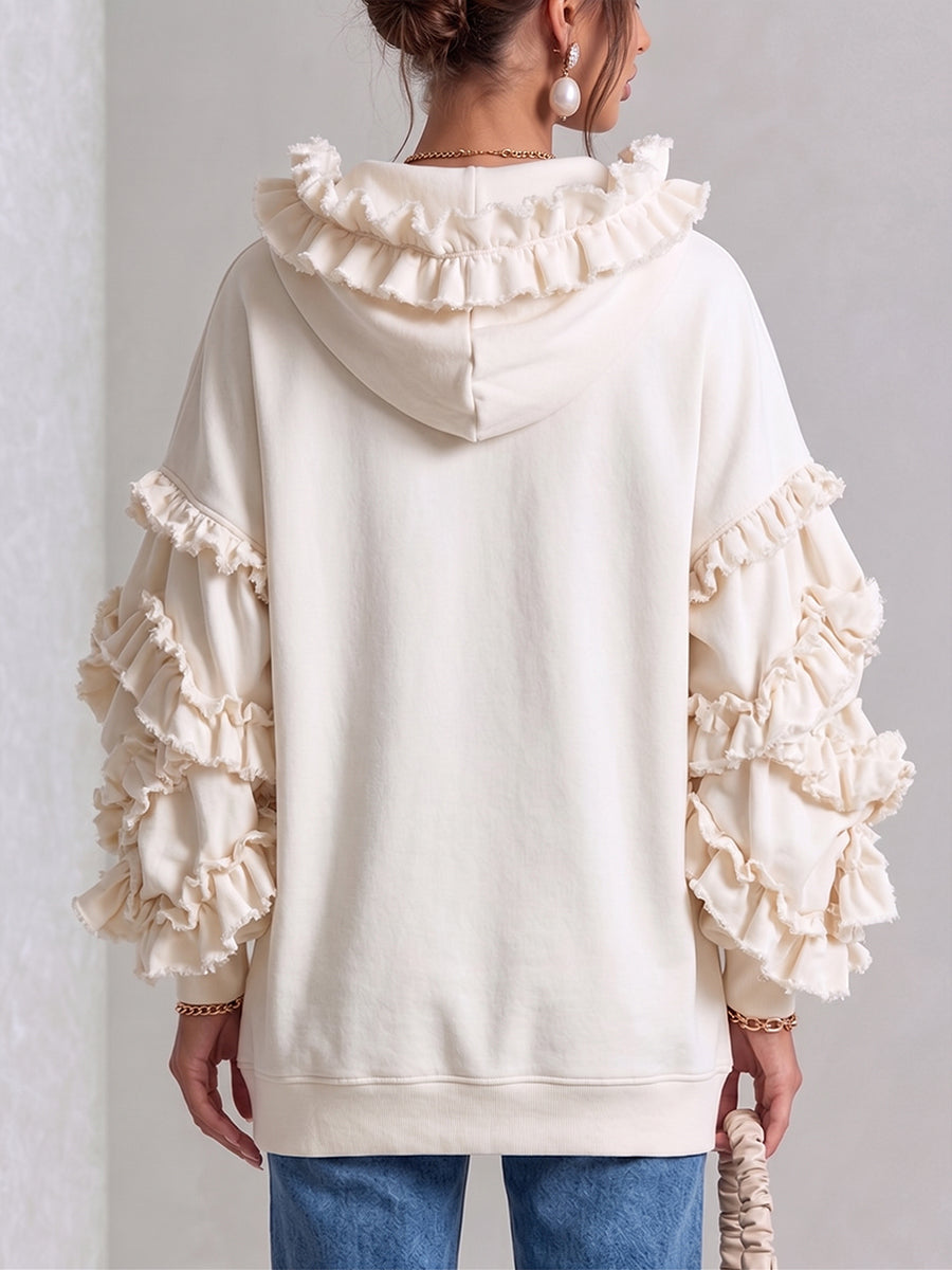 Romatic Statement Ruffled Oversized Hoodie