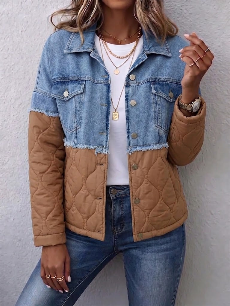 Denim And Quilted Panel Cotton Jacket