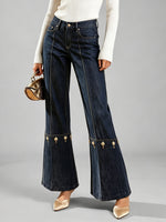 Stylish Casual Jeans With Gold Buttons