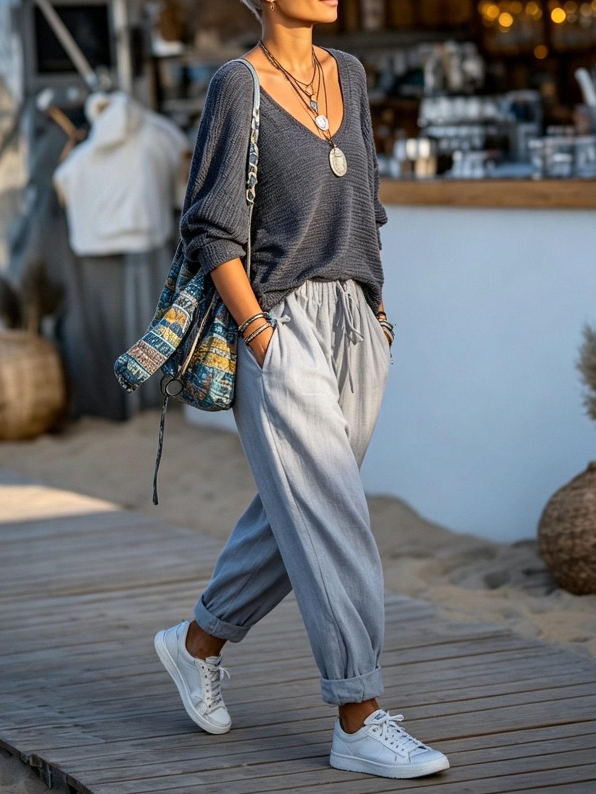 Cozy Casual V-neck Knit Pullover
