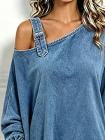 Chic Asymmetrical Off-shoulder Denim Tunic Top