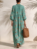 Bosei Riddle Butterfly-print Linen-blend Maxi Dress