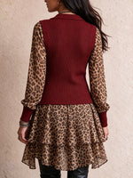 Bold Burgundy Leopard Print Layered Knit Top