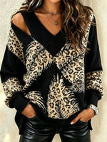 Chic Bold Leopard Print Cut-out Design Sweatshirt