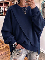 Diagonal Cross‑panel Crew Neck Oversized Sweatshirt