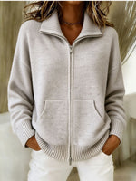 Cozy Zip-Front Knit Cardigan
