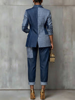 Chic Patchwork Denim Blazer Jacket
