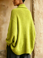 Chic Shawl Colla Lime Green Oversized Knitwear