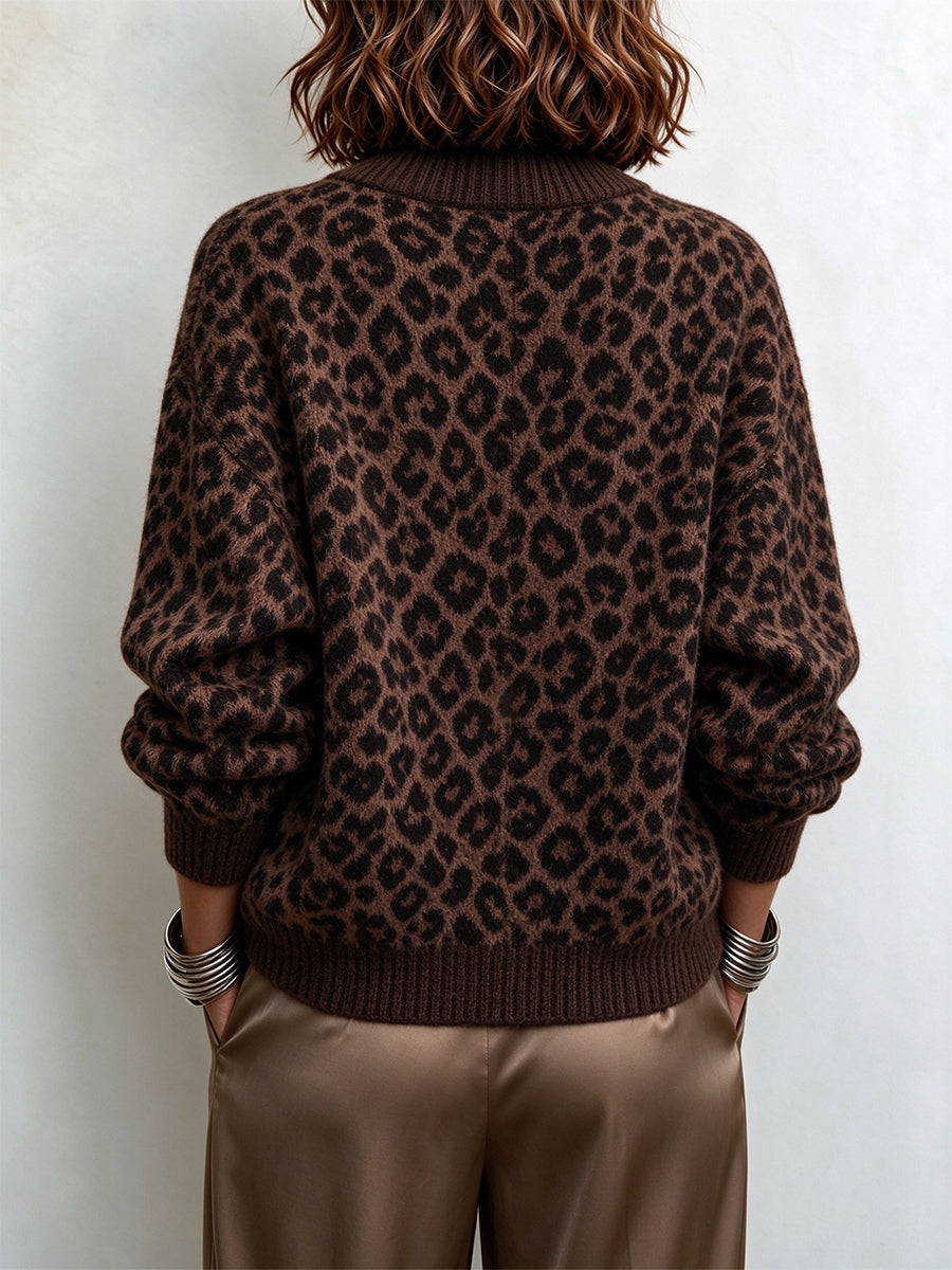 Bold Leopard Print Knit Cardigan