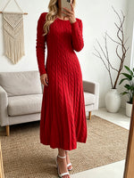 Cozy Long-sleeve Cable-knit Maxi Dress