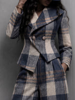 Sophisticated Plaid Wool-Blend Tailored Blazer