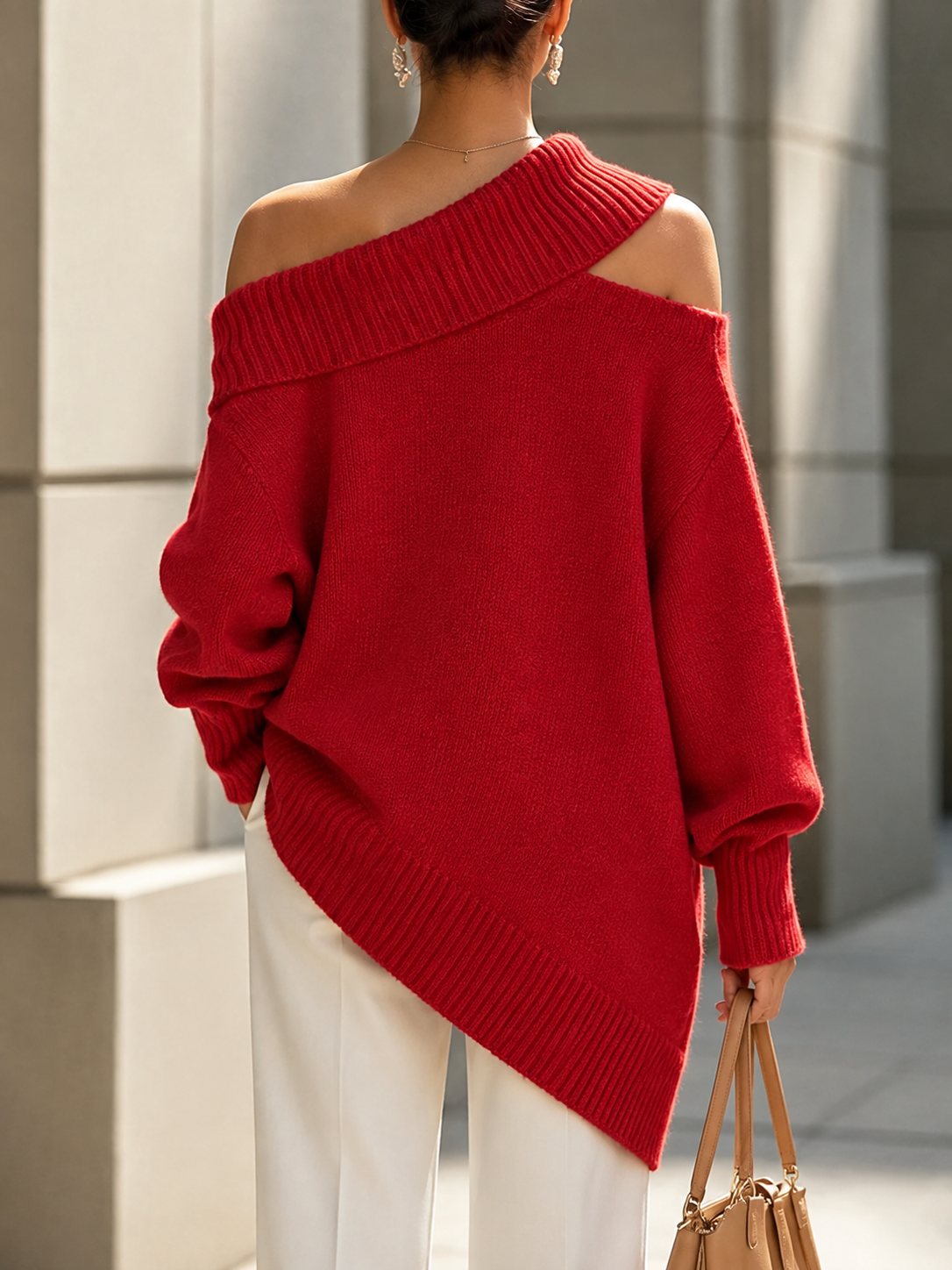 Chic Off-the-shoulder Cutout Sweater