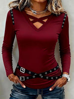 Edgy Stylish Criss-cross Long-sleeve Top