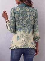 Boho-style Vintage Paisley Print Ruffled Jacket