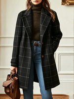 Casual Wool-blend Plaid Coat (mid-length)