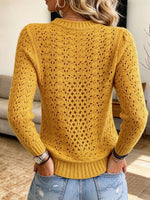 Chic Cutout Knit Top With Floral And Pearl Chain Embellishments