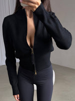 Comfortable Vibrant Full-Zip Knit Cardigan
