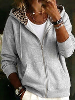 Leopard‑lined Full Zip Hoodie Jacket