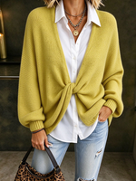 Casual Stylish Mustard Yellow Front-twist Sweater