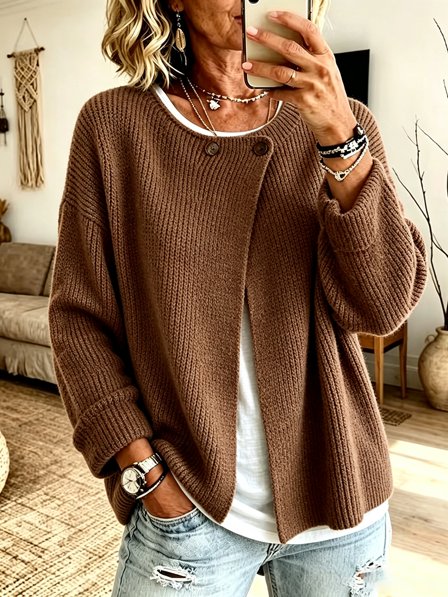 Cozy Ribbed Asymmetrical Knit Cardigan