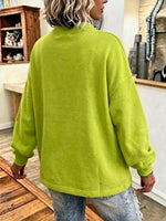 Asymmetric Button-fastening Loose-fit Casual Sweatshirt