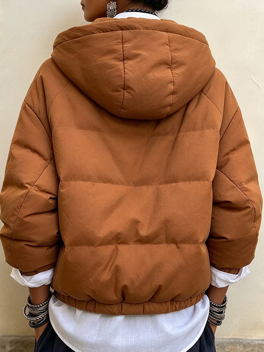 Casual Hooded Asymmetric Quilted Padded Jacket