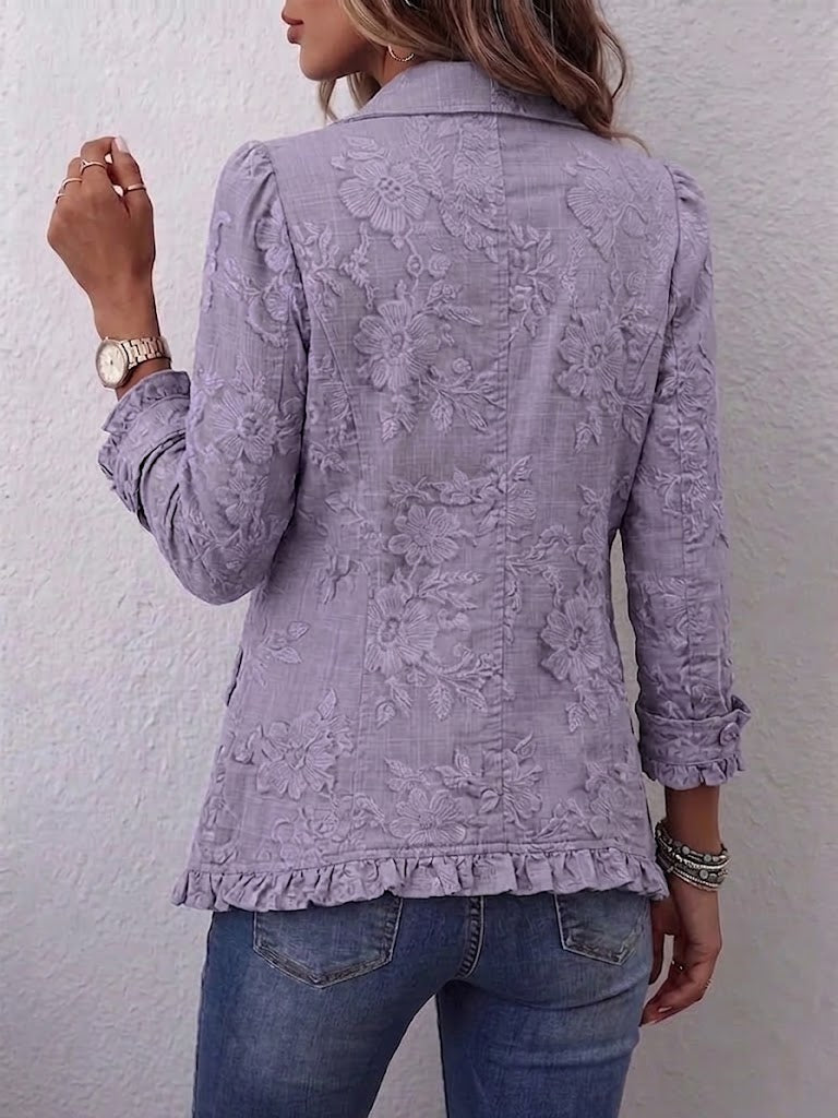 Boho-style Vintage Floral Ruffle Jacket