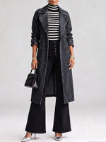 Women's Long-sleeved Casual Loose Denim Trench Coat With Lapel