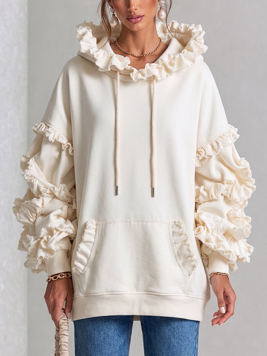 Romatic Statement Ruffled Oversized Hoodie