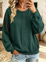 Casual Oversized Cotton Sweatshirt With Lace Paneling