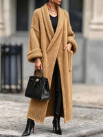 Relaxed-fit, Chunky-knit, Long-length Cardigan With A Shawl Collar