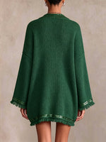 Glittering Sequin Trimmed Knit Mini Dress