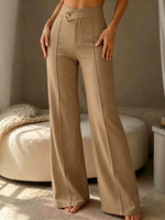 Chic High-Waisted Asymmetric Wide-Leg Trousers