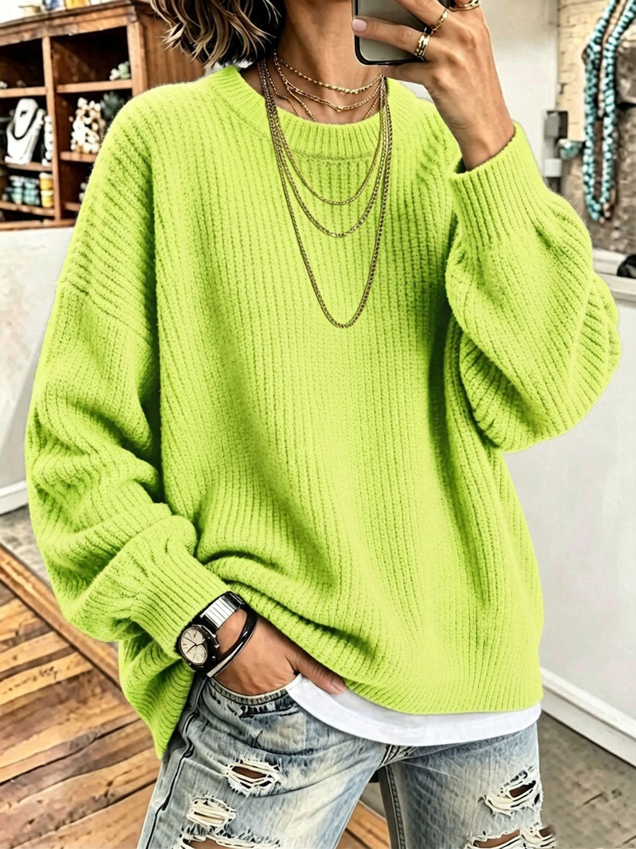 Cozy Oversized Basic Model Thickened Ribbed Knit Sweater
