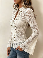 Romantic Vintage Lace Zip-Up Top