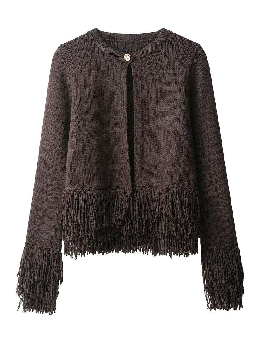 Stylish And Elegant Knit Cardigan With 3d Floral Appliqués.