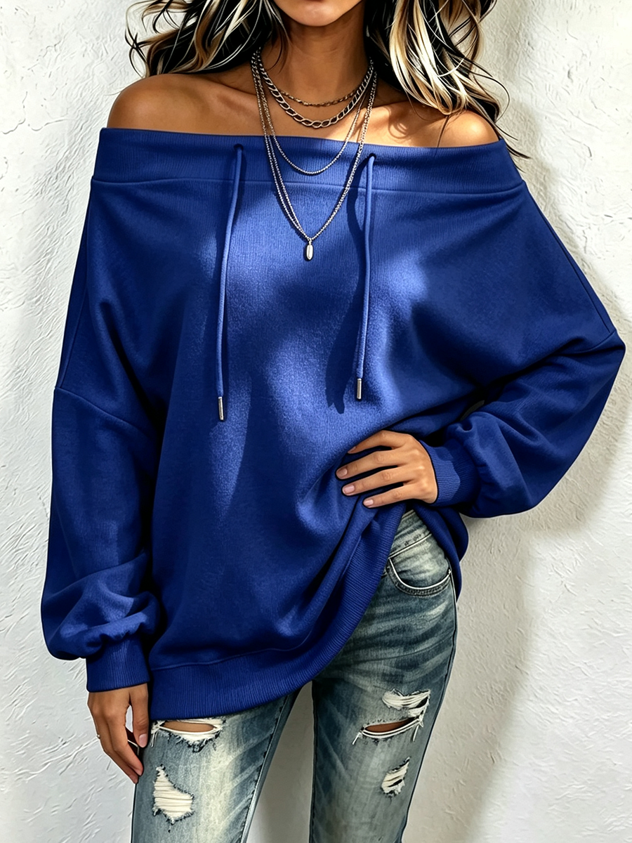 Stylish Off-the-shoulder Oversize Sweatshirt