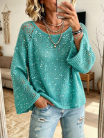 Chic Sparkling Sequin Knit Sweater Top