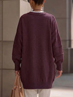 V‑neck Multi‑pocket Drop‑shoulder Oversized Knit Sweater