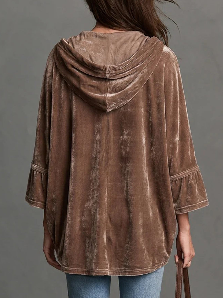 Casual Oversized Hooded Velour Top