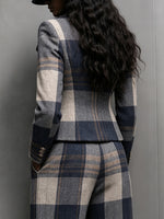 Sophisticated Plaid Wool-Blend Tailored Blazer