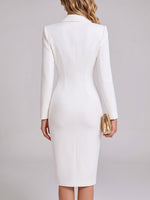 Women's Solid Color Lapel Long-sleeve Casual Loose Blazer Dress