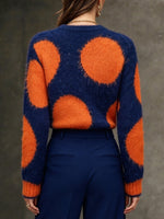 Chic Large-polka-dot Knit Cardigan